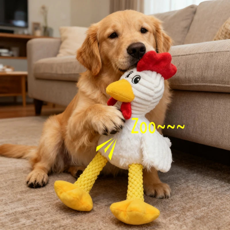 Chicken Dog Toys Rooster Squeak Plush Indestructible Dog Toy