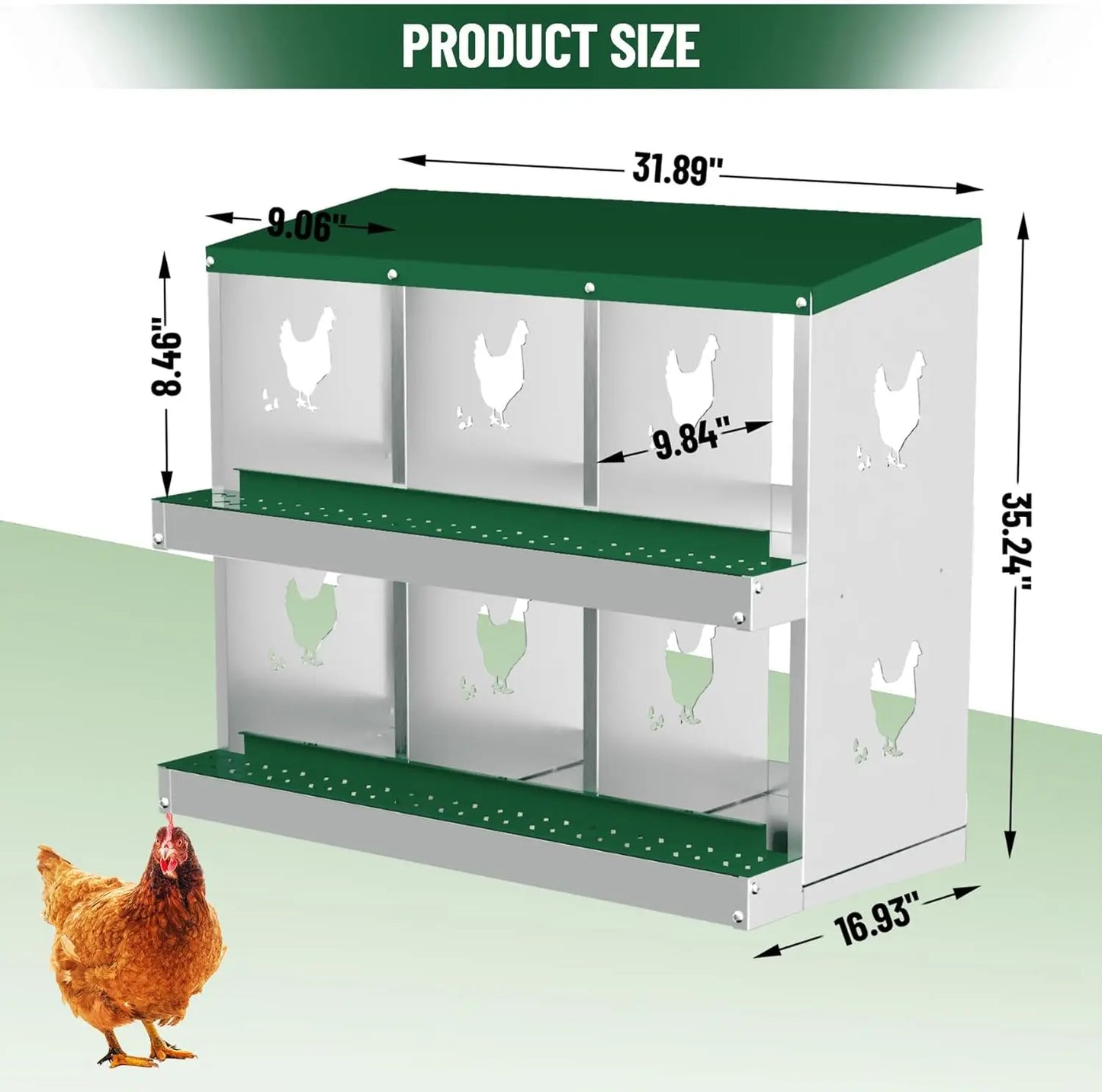 TWISTER.CK Nesting Boxes for Chickens Multi Holes Metal Laying Box