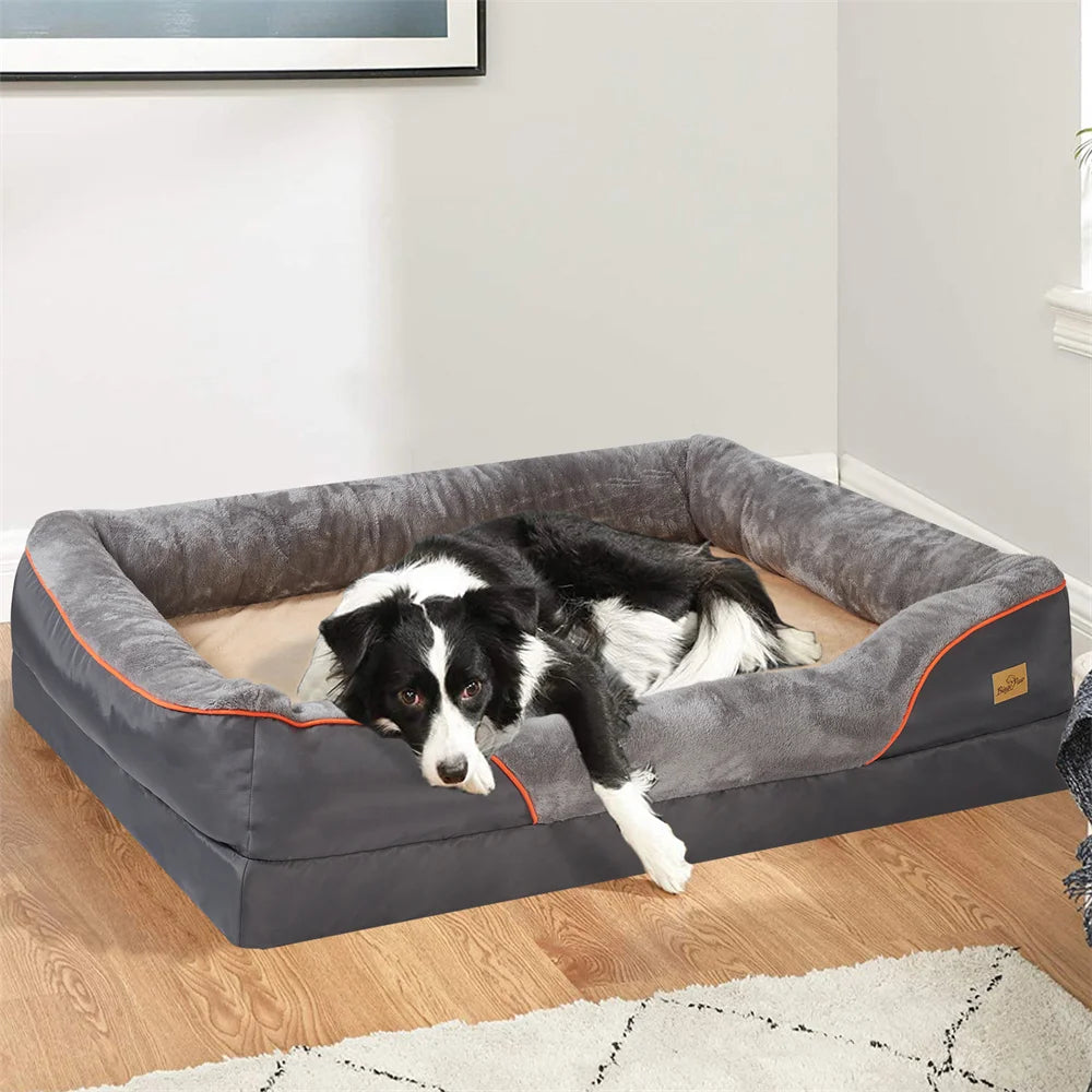 Orthopedic High Density Memory Foam Dog Bed With Removable Cover For Large Dogs Non Slip Waterproof Bottom