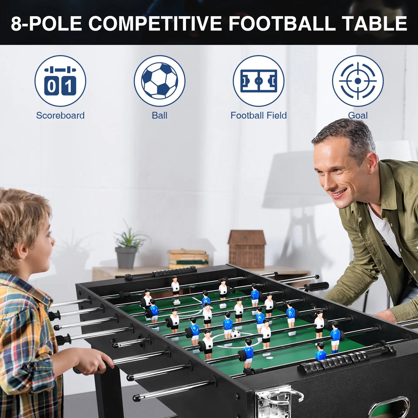 APWIKOGER Foosball Table Wood Soccer Game for Family and Friends