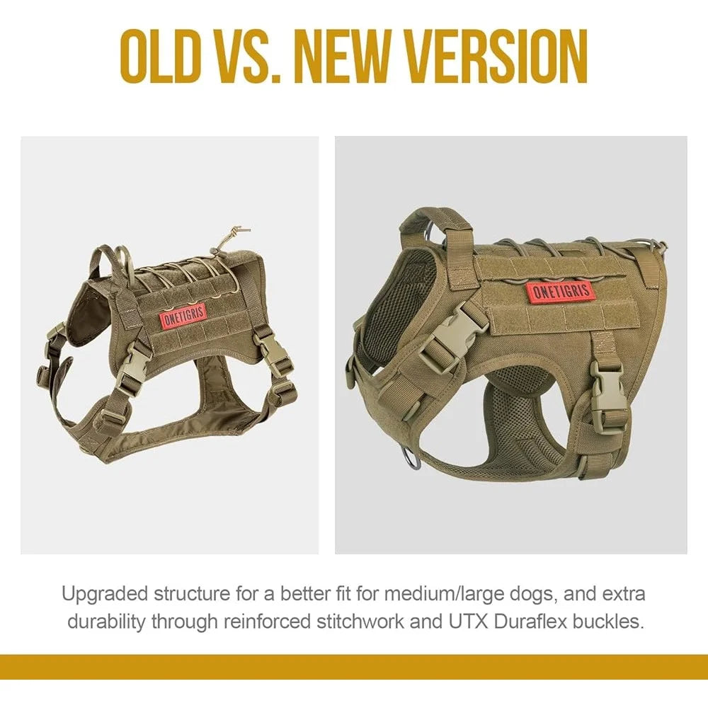 XMSJ Tactical Dog Harness Patrol Vest With Quick Release Buckles