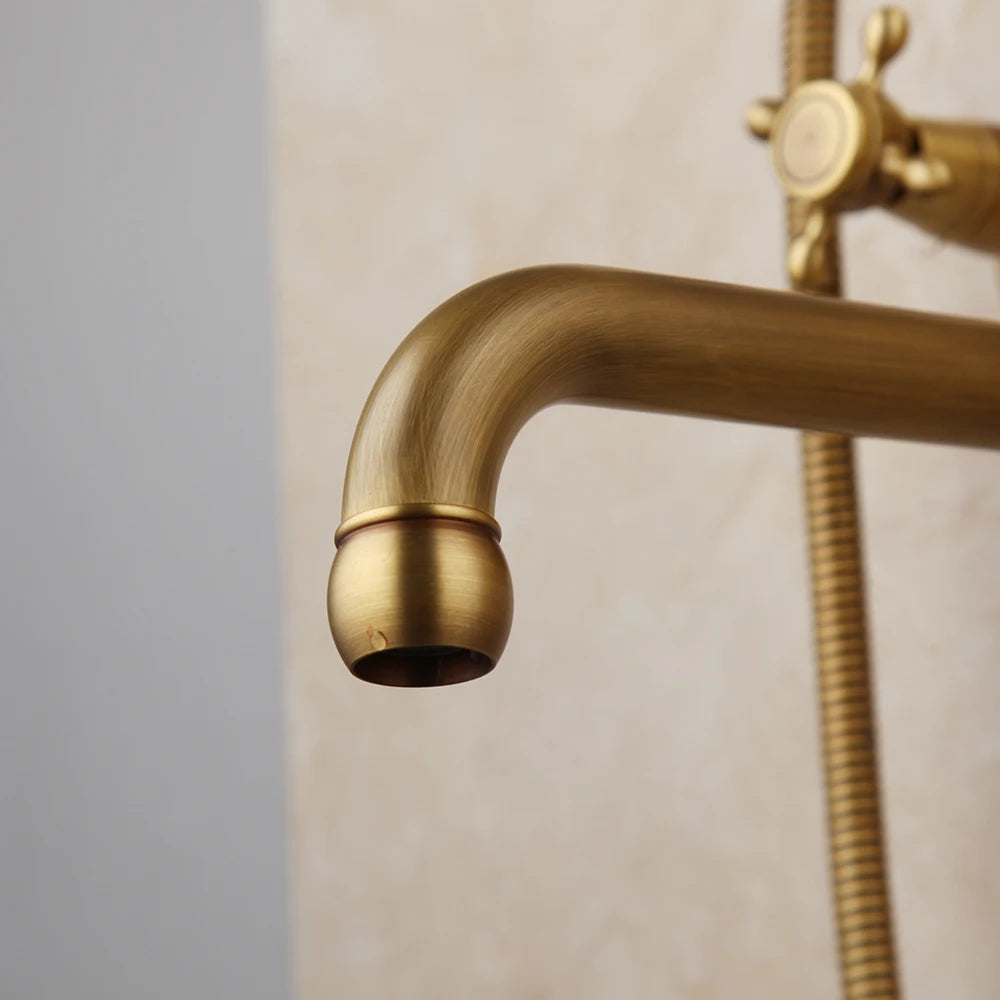 Torayvino Dual-Handle Wall Mount Waterfall Bathtub Faucet With Hand Shower