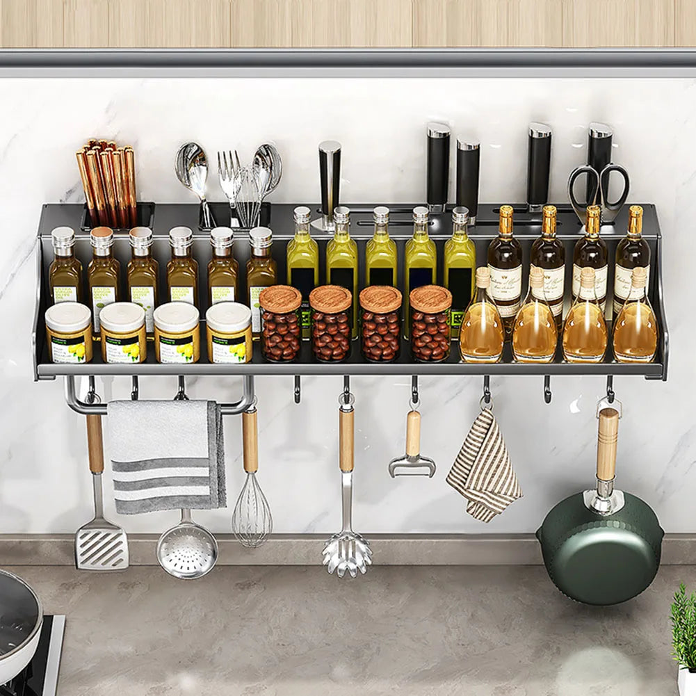 Hign-concerned Hanging Kitchen Storage Rack With 12 Hooks For Spices