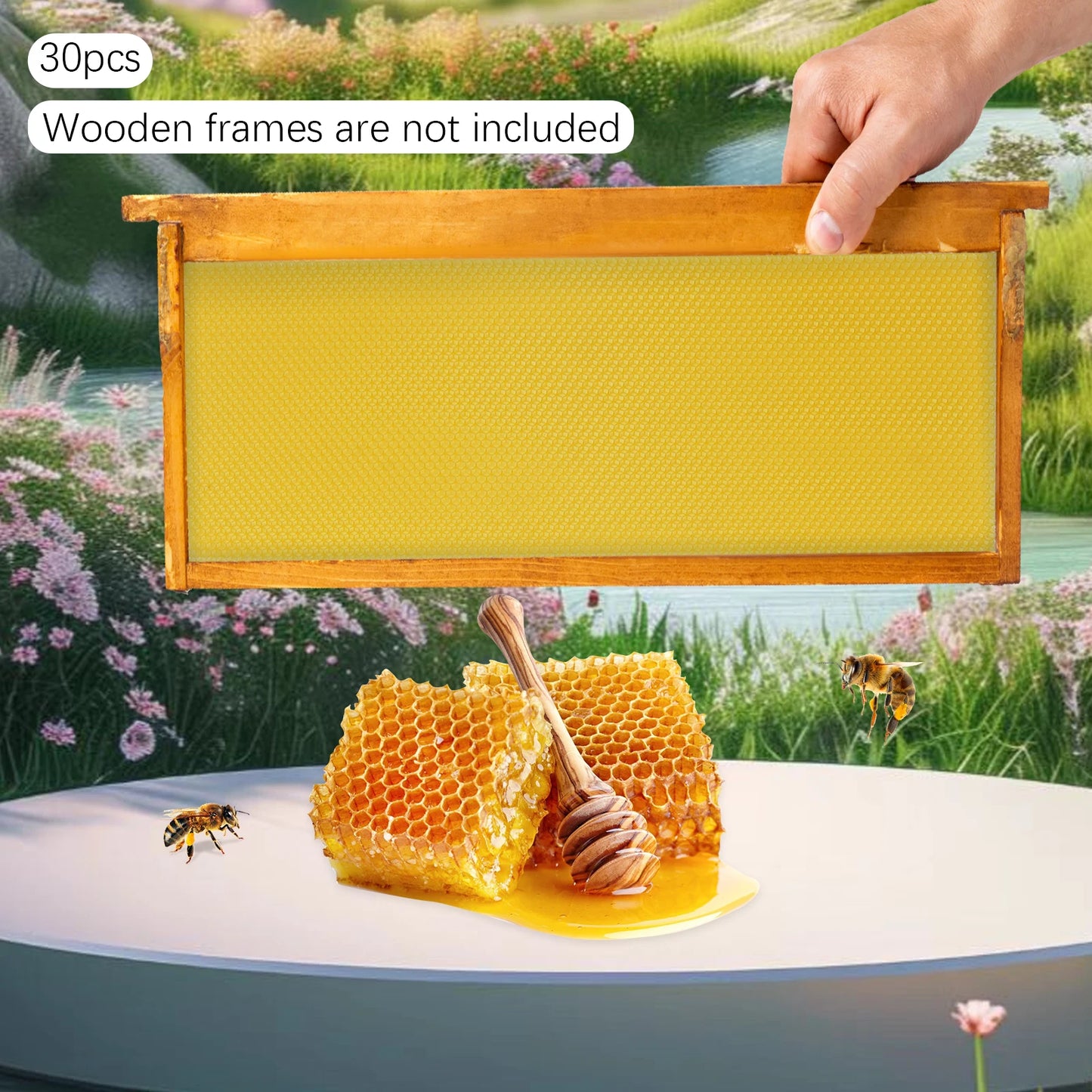 Pure Beeswax Hive Frames Pre-Waxed Deep Brood for Beekeeping