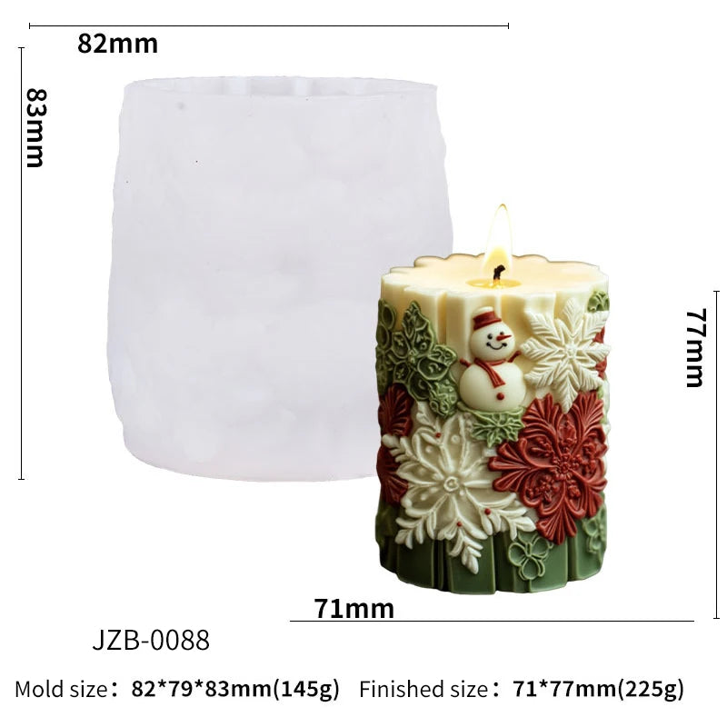 Choice Christmas Silicone Mold Holly Snowflake Snowman Pillar Candle