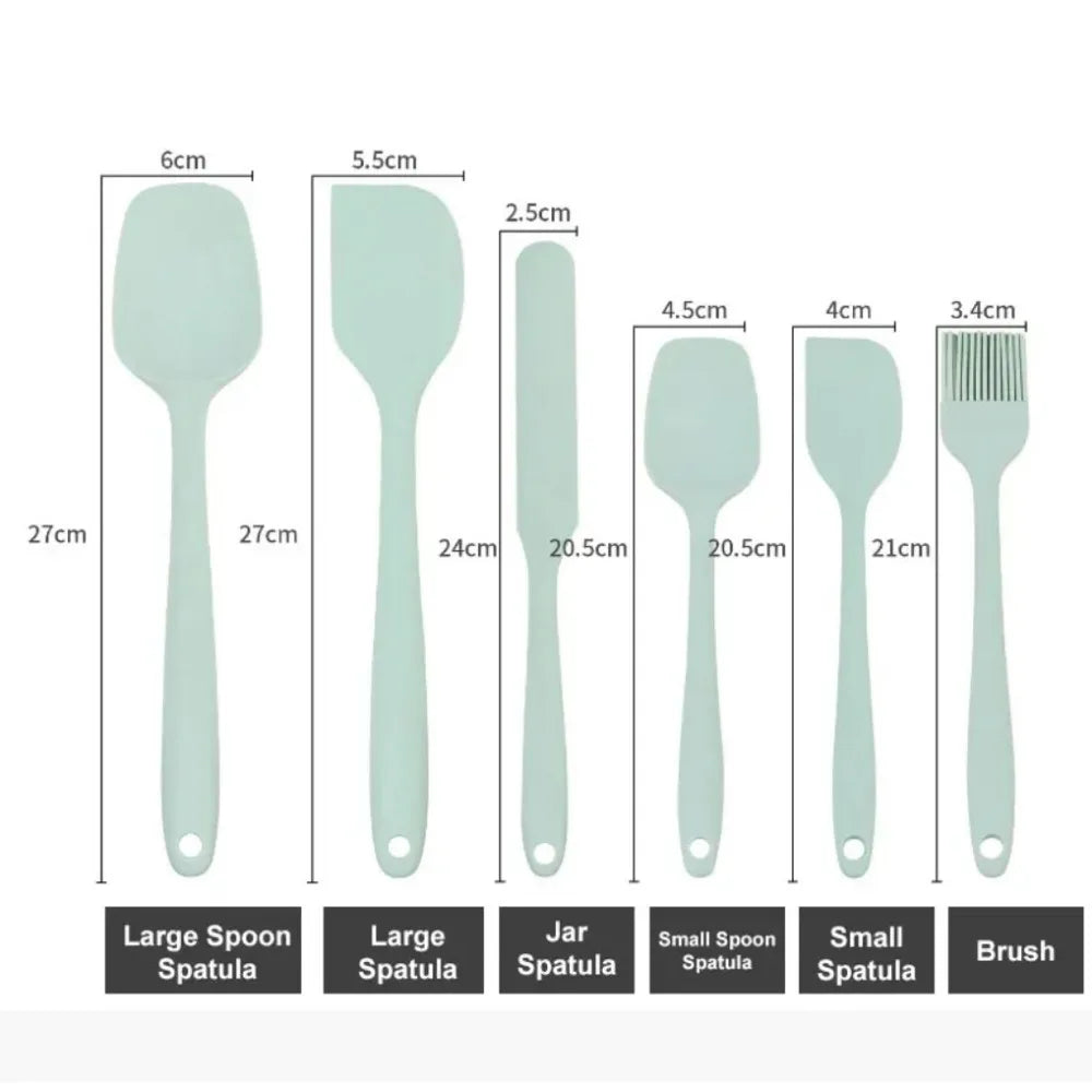 6 Pieces Silicone Spatula Set Food Grade Non Stick Heat Resistant Spatulas Turner for Cooking Baking Mixing Baking Tools