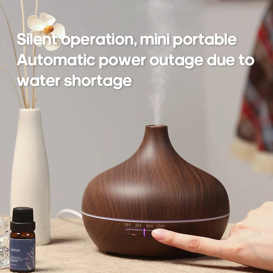Kinscoter Wood Grain Aromatherapy Diffuser Ultrasonic Humidifier