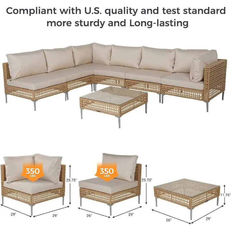 Grand Patio 7 Piece Wicker Outdoor Furniture Set With Cushions