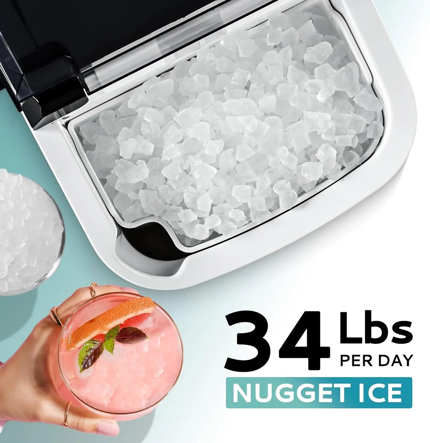 Nugget Ice Maker Countertop With Handle Portable