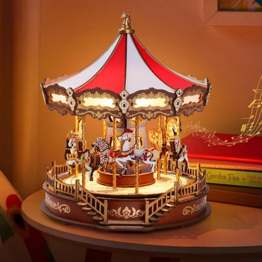 Robotime 3D Carousel Music Box Puzzle With LED Lights