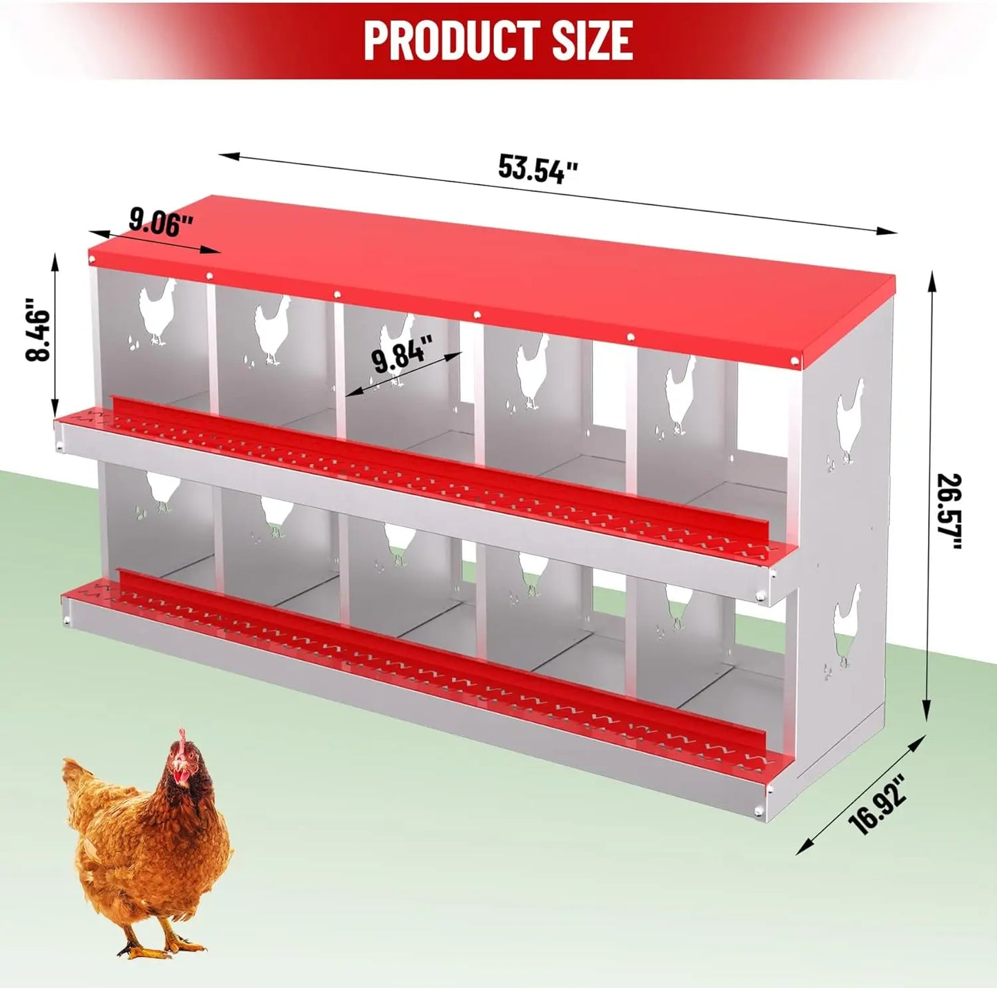 TWISTER.CK Nesting Boxes for Chickens Multi Holes Metal Laying Box