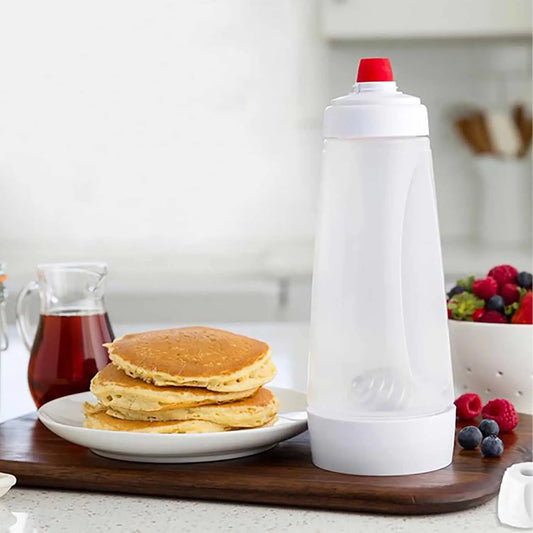 Pancake Batter Dispenser with Mixing Ball & Stand – Easy Pour Batter Mixer for Pancakes, Waffles & Cupcakes