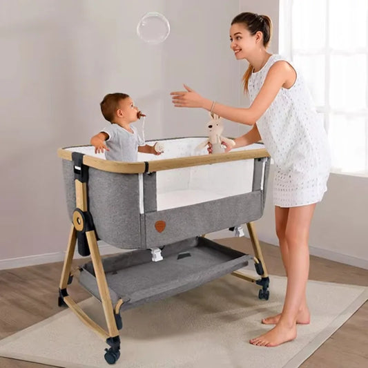 2026 Playkids Aluminium Baby Cot Crib Folding Baby Bed Cradle Portable New Cradle For Baby Kids' Cribs