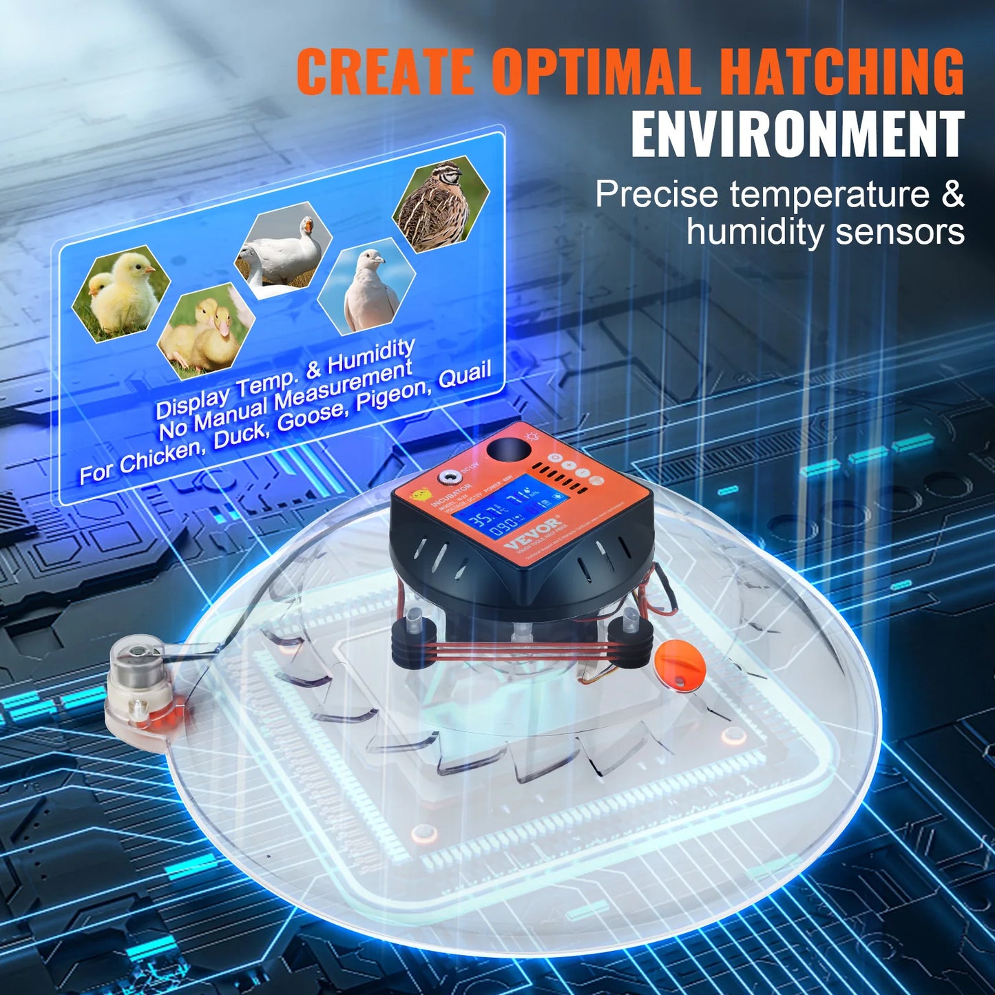 VEVOR Egg Incubator With Automatic Turner Humidity And Temperature Control