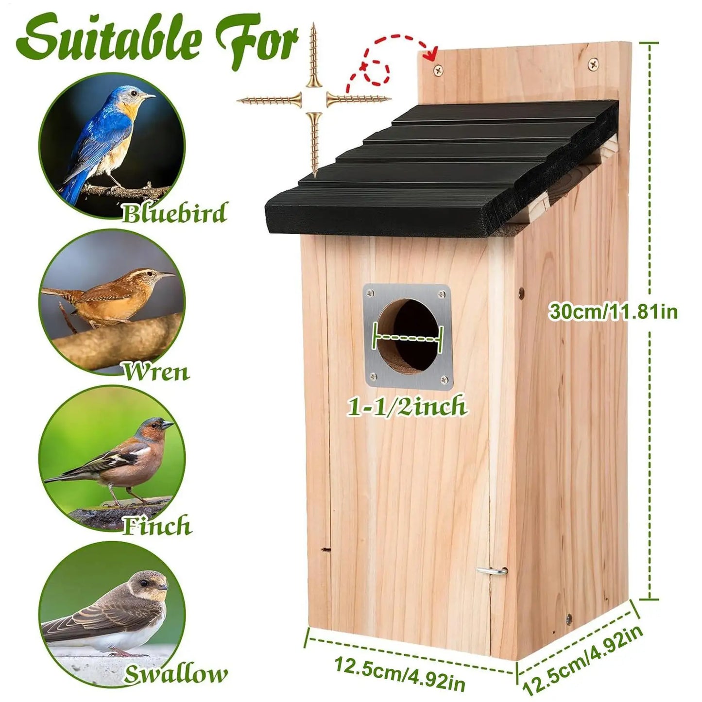 Bird Nest Hangable Hummingbird Nest House for Outside Wooden Waterproof Birdhouse Hut Decoration for Patio Lawn Tree Window