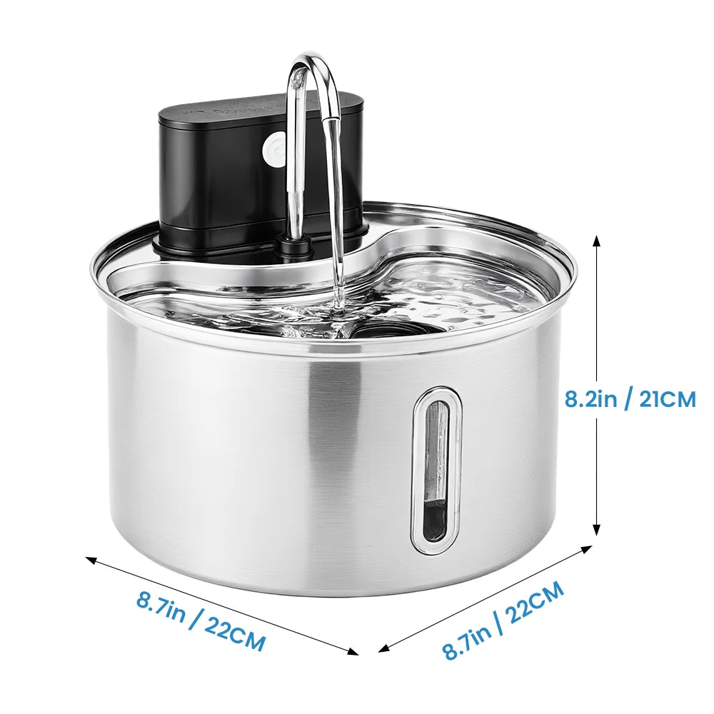 Cityflee Stainless Steel Cat Water Fountain With Smart Dispenser