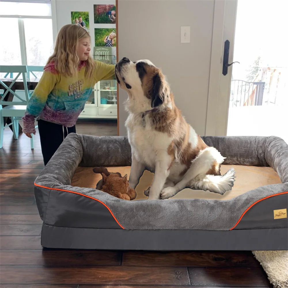 Orthopedic High Density Memory Foam Dog Bed With Removable Cover For Large Dogs Non Slip Waterproof Bottom