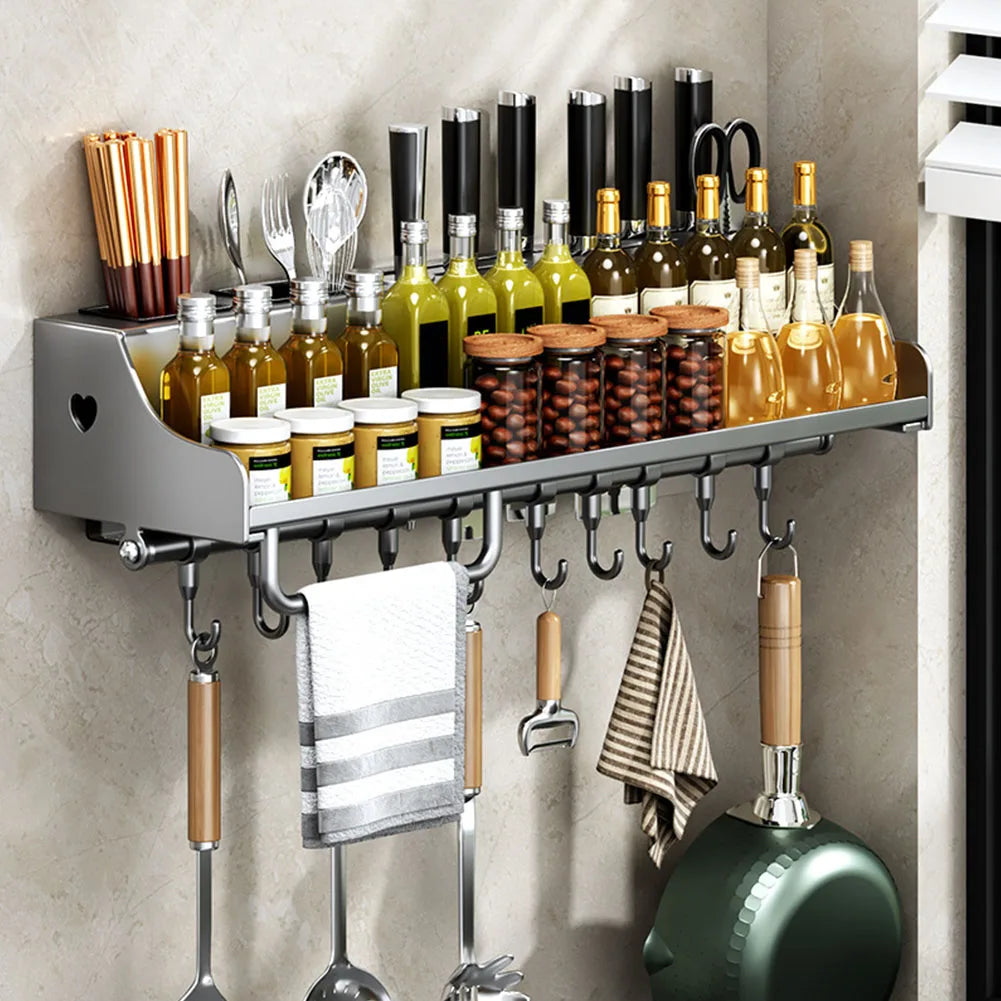 Hign-concerned Hanging Kitchen Storage Rack With 12 Hooks For Spices