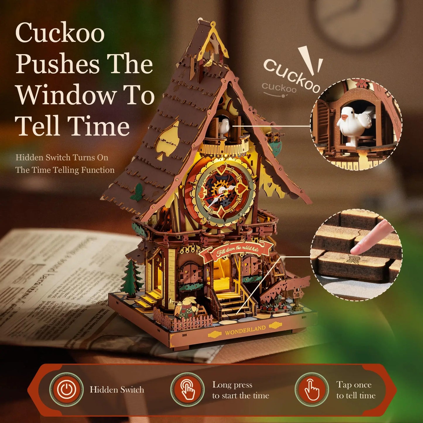 Robotime ROKR Cuckoo Clock Mechanical 3D Wooden Puzzle Kit Christmas