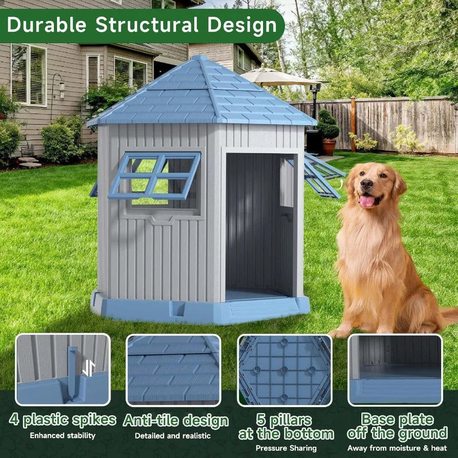 XMSJ Outdoor Resin Dog Kennel Shelter with Air Vents Waterproof