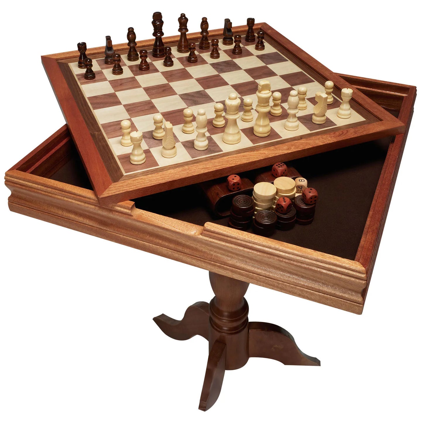 SucceBuy 3 In 1 Wooden Chess Checkers Backgammon Table Set
