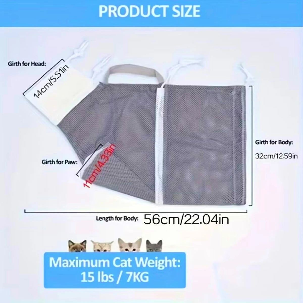 Multi Function Cat Washing Bag for Grooming and Scratching Prevention