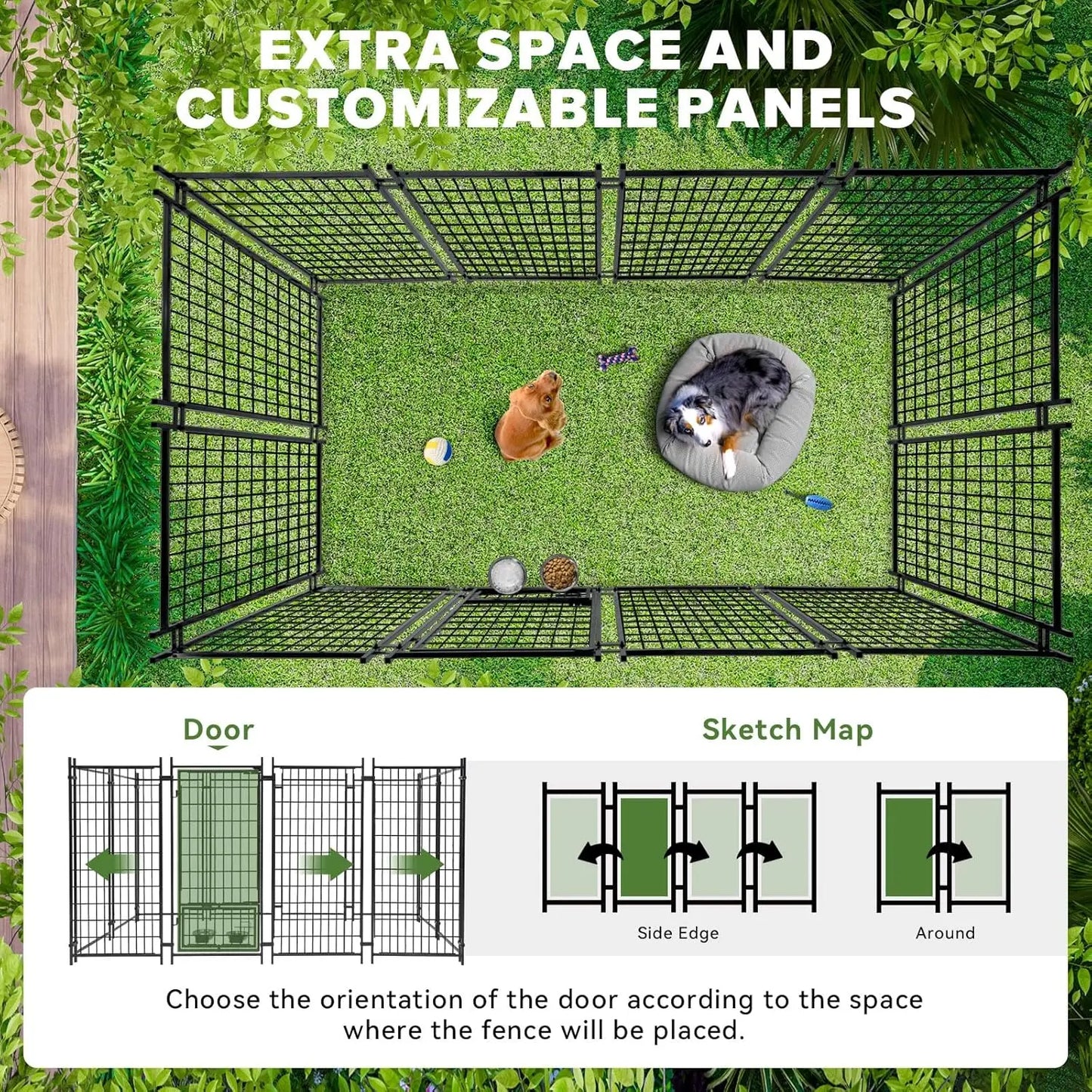 Outdoor Dog Kennel Heavy Duty Welded Wire Steel With Lock