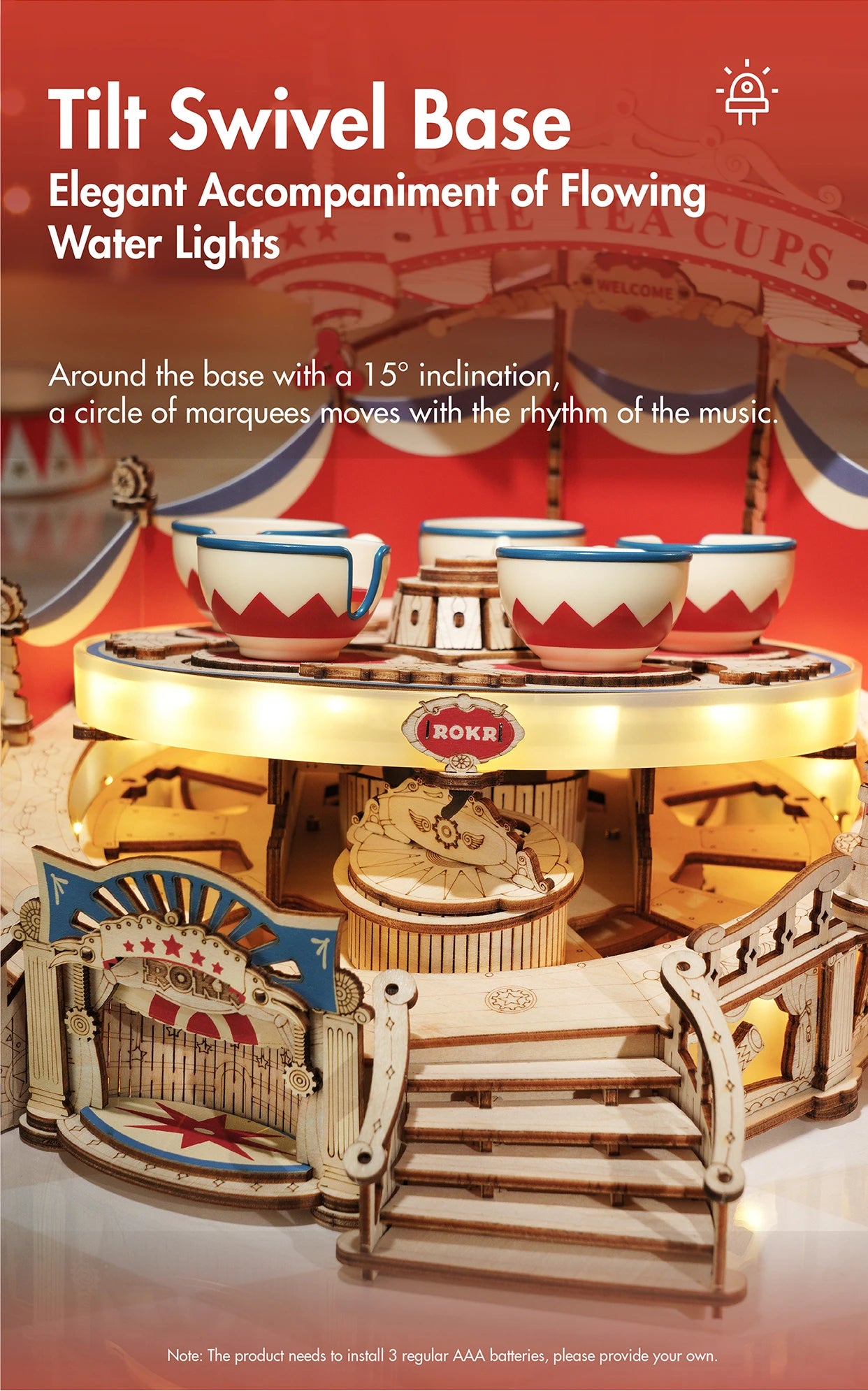 Robotime Rokr Tilt A Whirl Tea Cup Amusement Park Puzzle