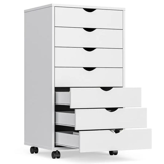 7-Drawer Mobile File Cabinet With Wheels Under Desk