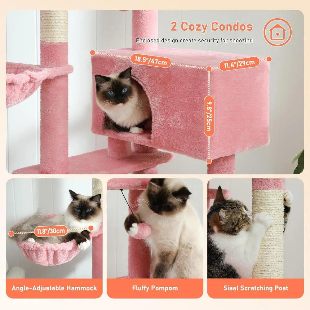 Cat Tower With Condos Top Perch And Scratching Posts