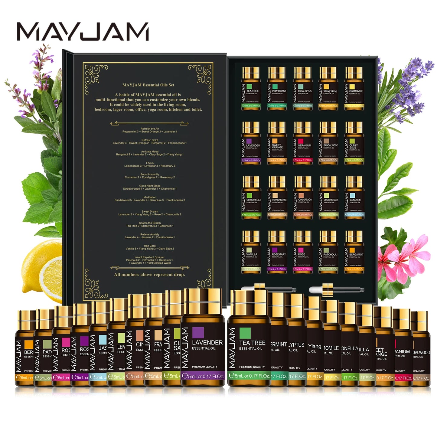 MAYJAM 20 Bottles Essential Oils Kit Set Lavender Vanilla