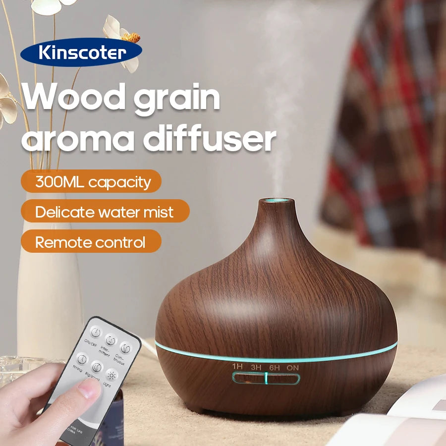 Kinscoter Wood Grain Aromatherapy Diffuser Ultrasonic Humidifier