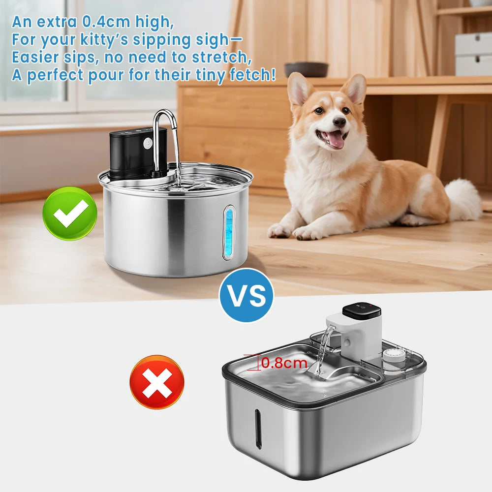 Cityflee Stainless Steel Cat Water Fountain With Smart Dispenser