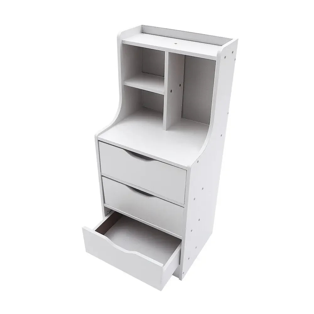 3 Drawers Night Stand with Open Shelf, Nightstand with Drawers, Vertical Bedside Cabinet, Bedside Cabinet Table for Bedr