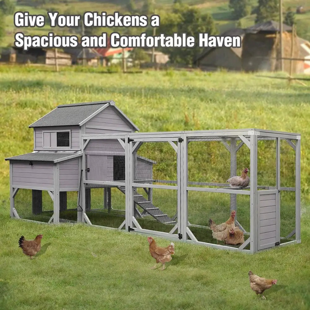 Wooden Chicken Coop With Six Nesting Boxes And Removable Tray