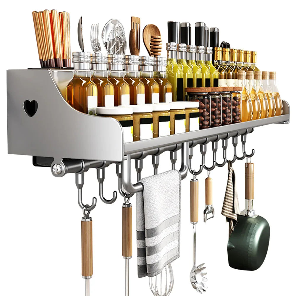 Hign-concerned Hanging Kitchen Storage Rack With 12 Hooks For Spices