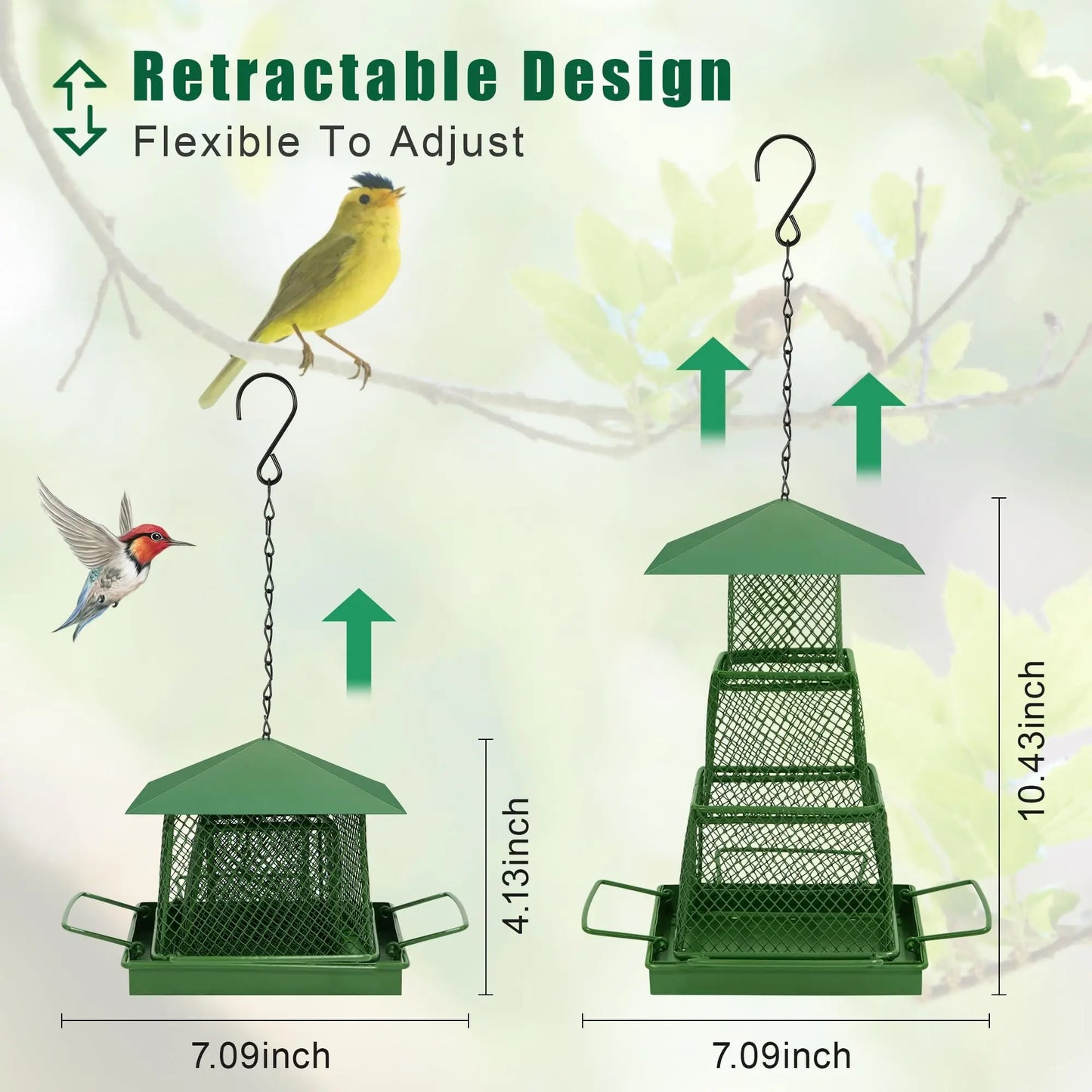 "Seed-Saving" Heavy-Duty Outdoor Bird Feeder - Squirrel Proof, Metal Mesh Design For Cardinals & Wild Birds, Perfect For Garden