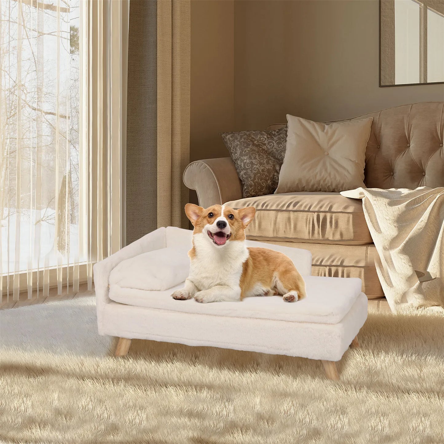 Bingopaw Nordic Elevated Pet Bed With Waterproof Cozy Pad Small 44 Lbs Large 55 Lbs Indoor Comfort