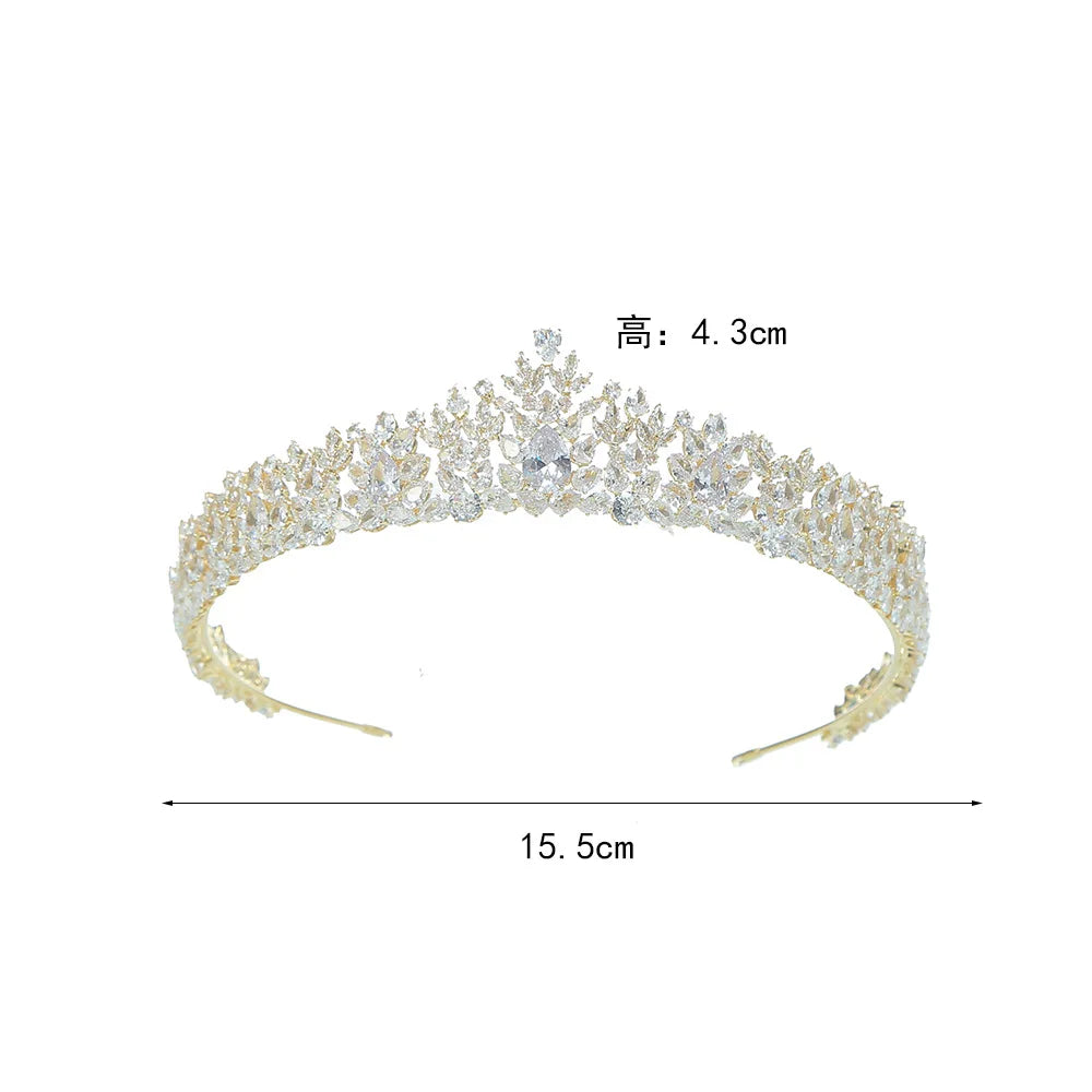 Urbanlife Princess Bridal Tiara With Cubic Zirconia Crown