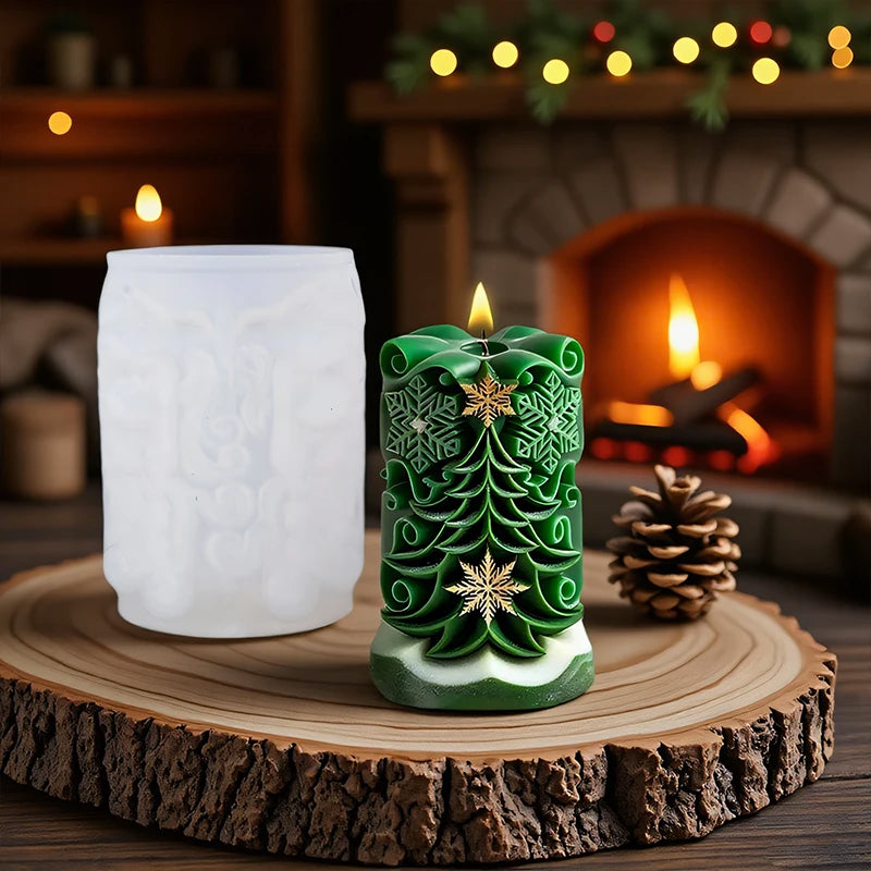 Choice Silicone Christmas Candle Mold Durable Cylindrical Design