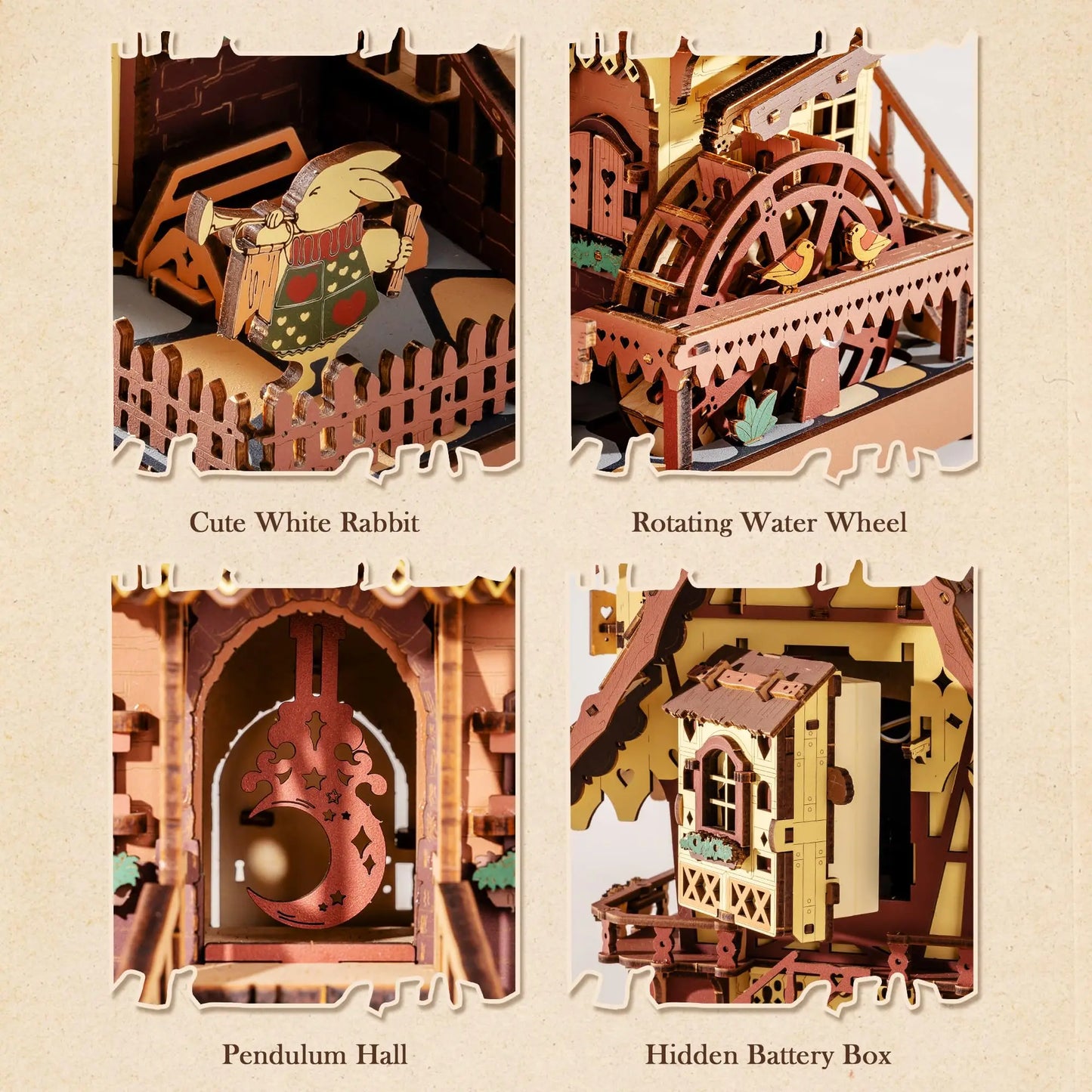 Robotime ROKR Cuckoo Clock Mechanical 3D Wooden Puzzle Kit Christmas