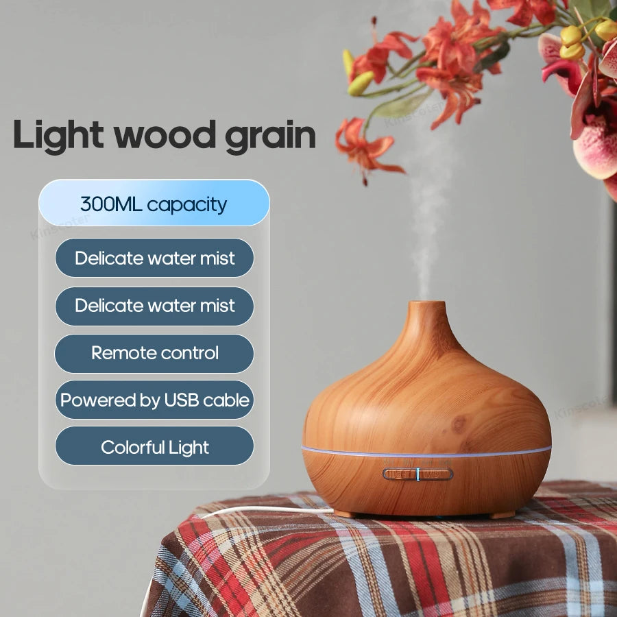Kinscoter Wood Grain Aromatherapy Diffuser Ultrasonic Humidifier