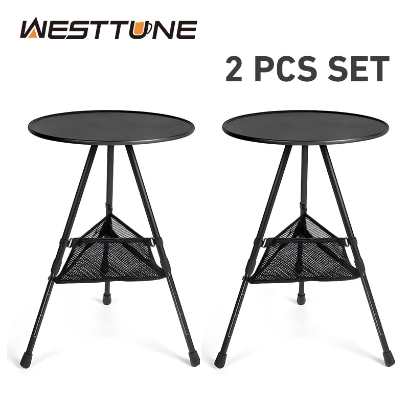 Ultralight Folding Outdoor Round Table Set With Mesh Bag