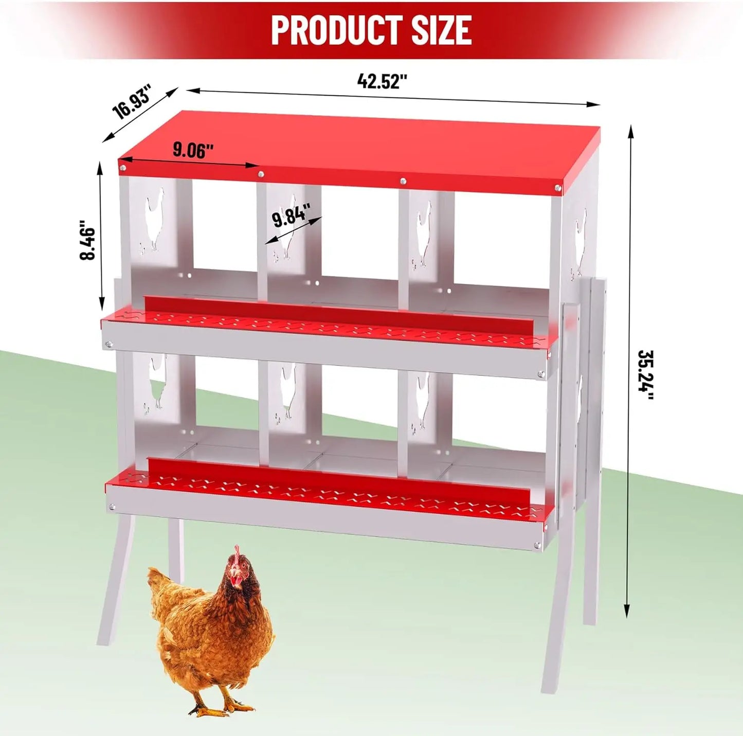 TWISTER.CK Nesting Boxes for Chickens Multi Holes Metal Laying Box
