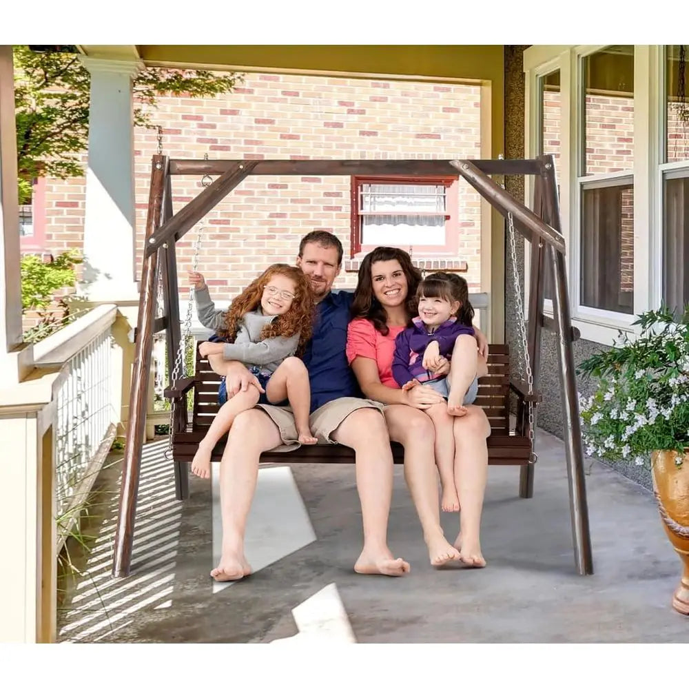 Freestanding Outdoor Wood Porch Swing With 770 Lb Capacity Stand