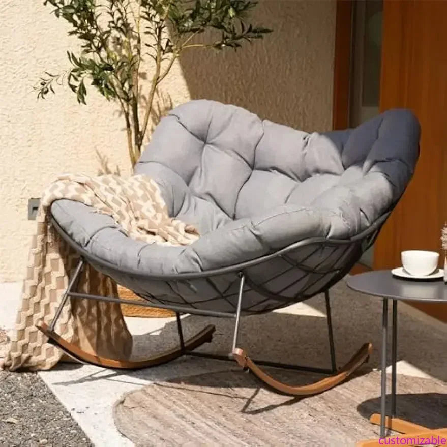 XMSJ E-Coated Outdoor Rocking Chair With Plush Cushion