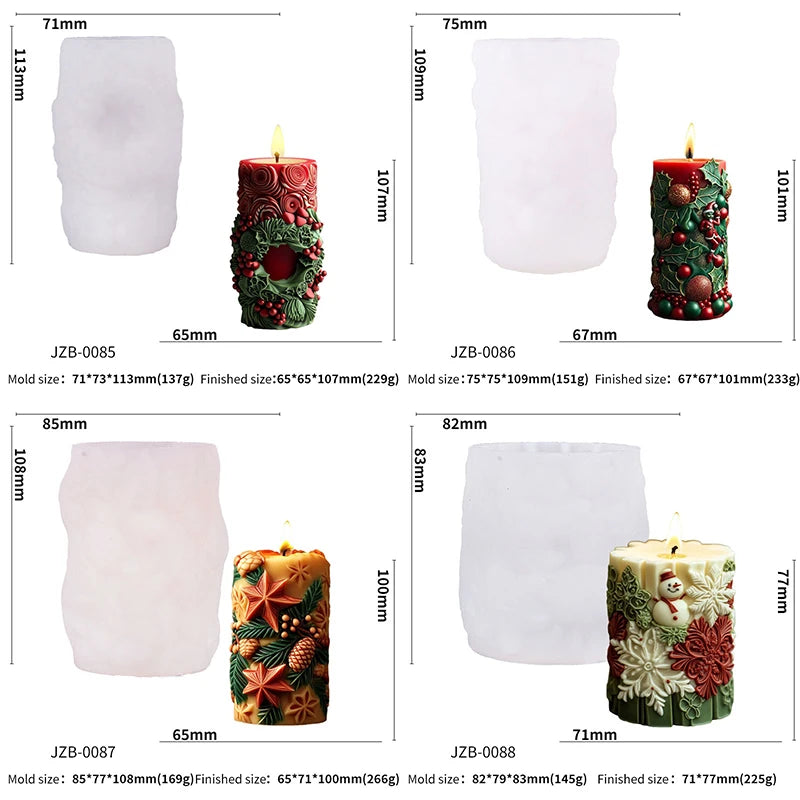 Choice Christmas Silicone Mold Holly Snowflake Snowman Pillar Candle