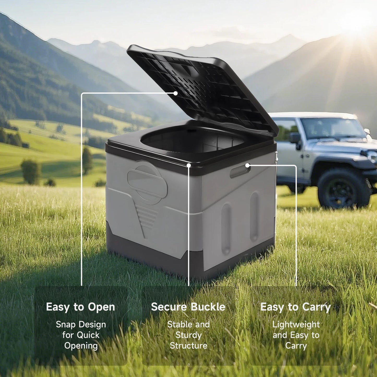 Electric UltraPortable Camping Toilet For Adults With UltraDurable PaperHolderPro