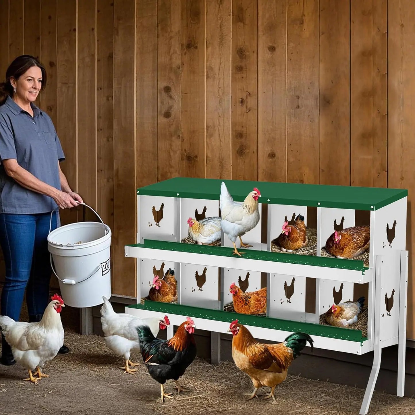 TWISTER.CK Nesting Boxes for Chickens Multi Holes Metal Laying Box