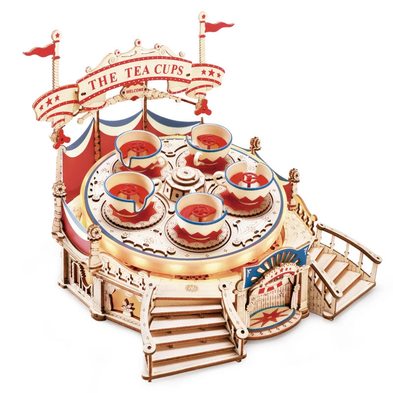Robotime Rokr Tilt A Whirl Tea Cup Amusement Park Puzzle